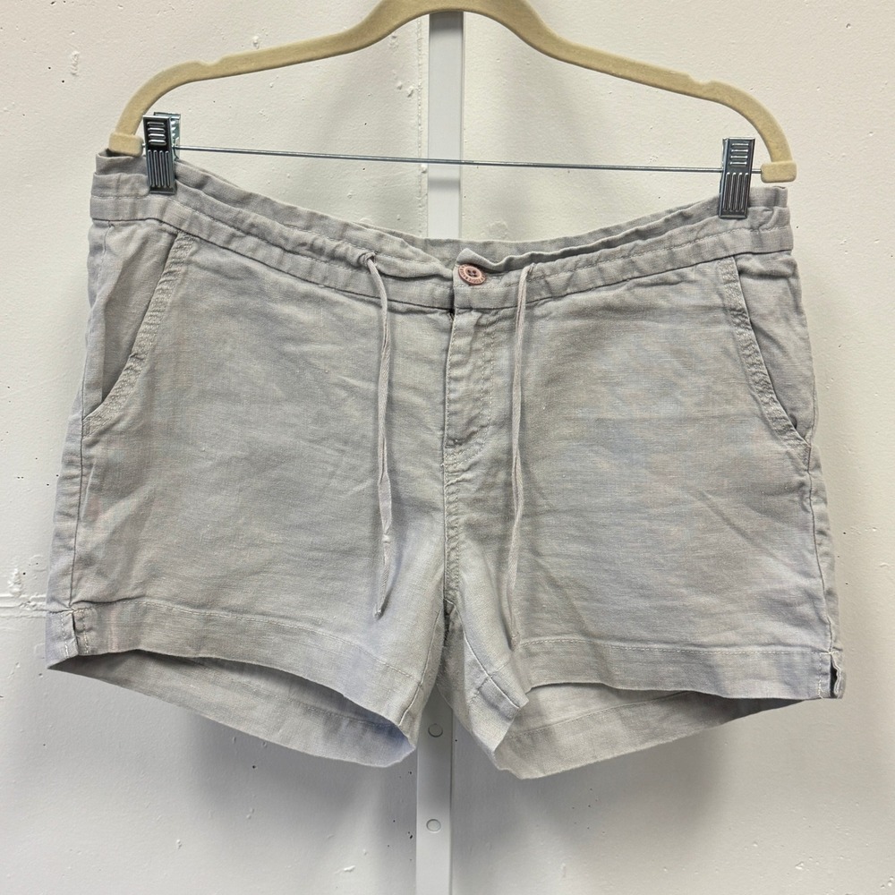 Eddie Bauer Women's Gray 100% Linen‎ Drawstring Shorts Size 10 22007588 Summer